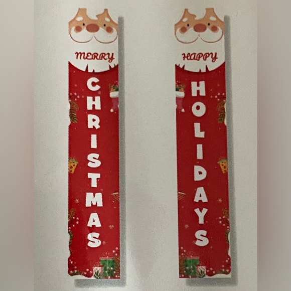 Other - Vertical Nylon Christmas Santa banners Set of 2, 12”x71” New